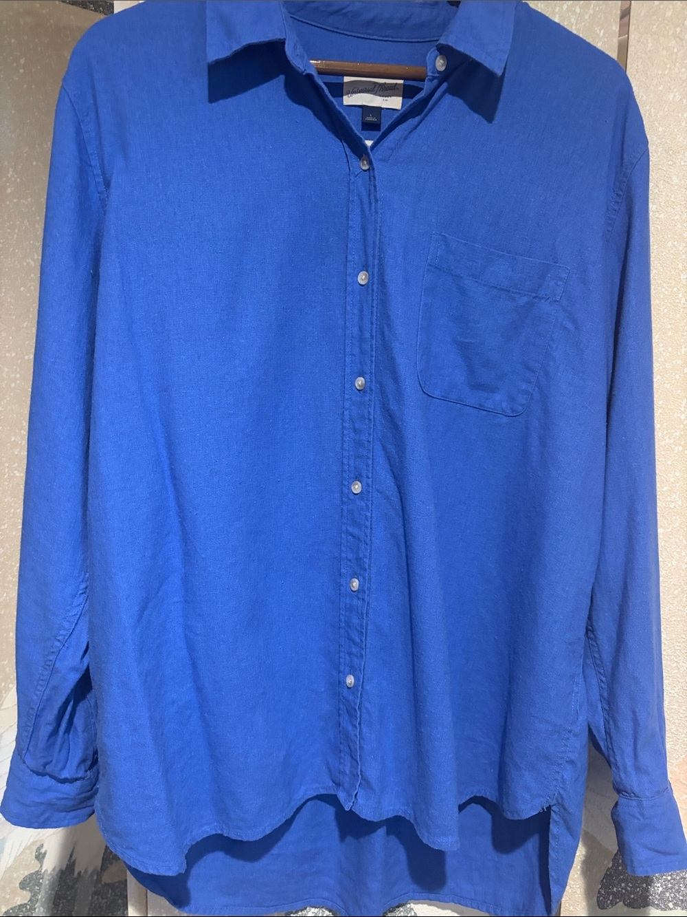 Women’s Universal Thread Long-Sleeve linen Button-Down Shirt in Royal Blue